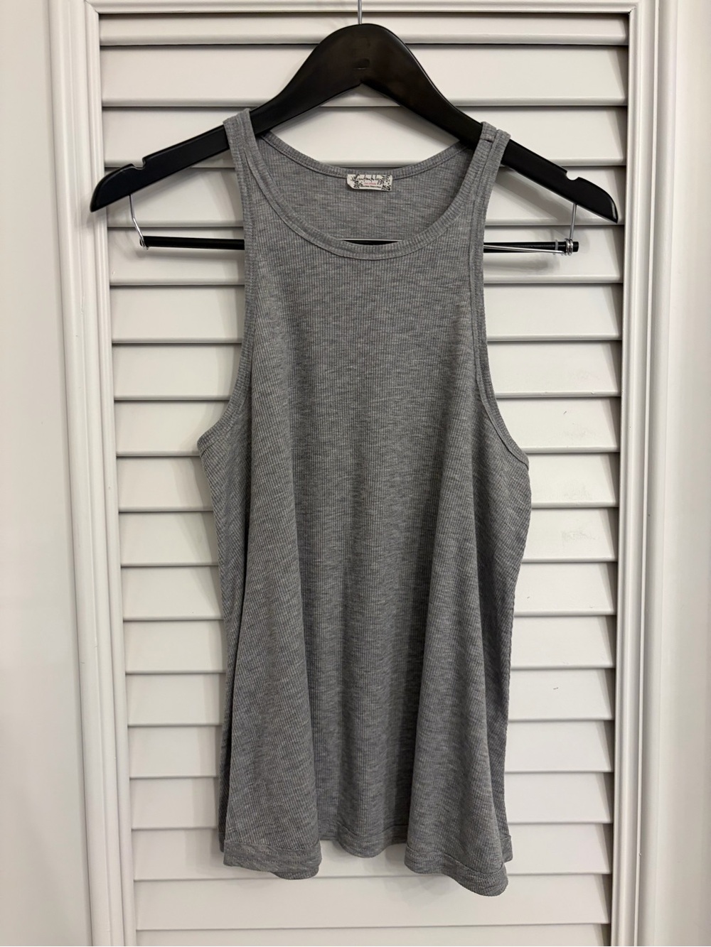 ☀️🌚 NWOT ✨🌚Free People Gray Ribbed High Neck Swing Tank Top